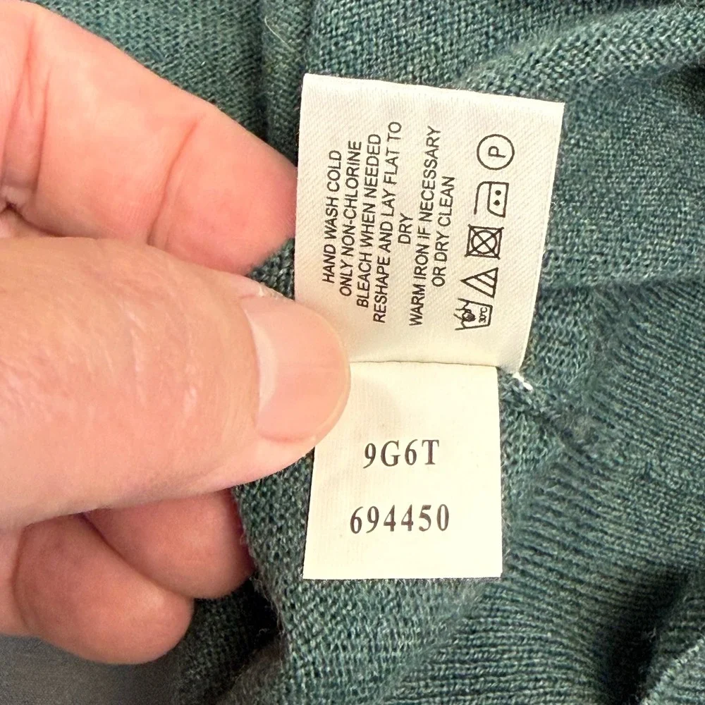 Orvis Mens 100% Wool Quarter Zip Sweater Heather Green Mock Neck Large 9G6T